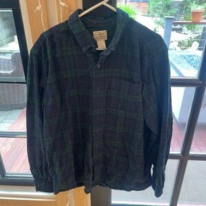 L.L. Bean Green and Blue Flannel Shirt